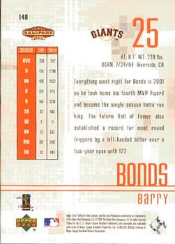 2002 Upper Deck Ballpark Idols #148 Barry Bonds Back