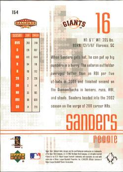 2002 Upper Deck Ballpark Idols #154 Reggie Sanders Back