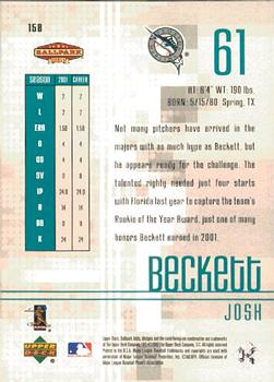 2002 Upper Deck Ballpark Idols #158 Josh Beckett Back