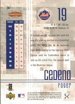 2002 Upper Deck Ballpark Idols #167 Roger Cedeno Back