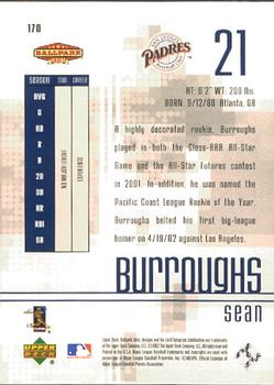 2002 Upper Deck Ballpark Idols #170 Sean Burroughs Back