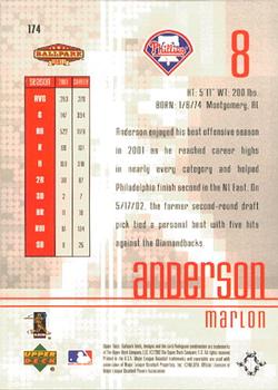 2002 Upper Deck Ballpark Idols #174 Marlon Anderson Back