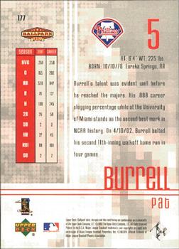 2002 Upper Deck Ballpark Idols #177 Pat Burrell Back
