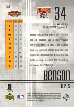 2002 Upper Deck Ballpark Idols #183 Kris Benson Back
