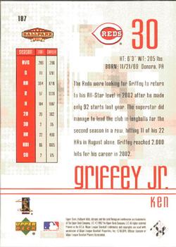 2002 Upper Deck Ballpark Idols #187 Ken Griffey Jr. Back