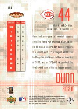 2002 Upper Deck Ballpark Idols #188 Adam Dunn Back