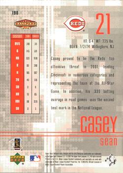 2002 Upper Deck Ballpark Idols #190 Sean Casey Back