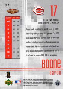 2002 Upper Deck Ballpark Idols #192 Aaron Boone Back