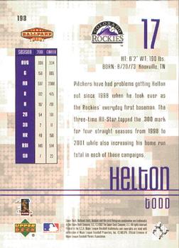2002 Upper Deck Ballpark Idols #193 Todd Helton Back
