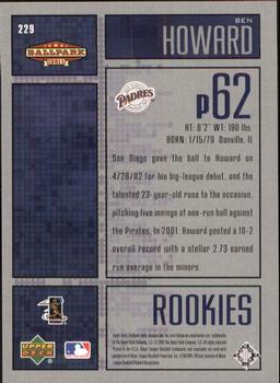 2002 Upper Deck Ballpark Idols #229 Ben Howard Back