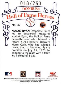 2004 Donruss Diamond Kings - Hall of Fame Heroes #8 Nolan Ryan Back