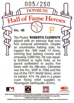 2004 Donruss Diamond Kings - Hall of Fame Heroes #11 Roberto Clemente Back