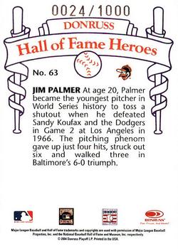 2004 Donruss Diamond Kings - Hall of Fame Heroes #30 Jim Palmer Back