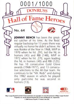 2004 Donruss Diamond Kings - Hall of Fame Heroes #31 Johnny Bench Back