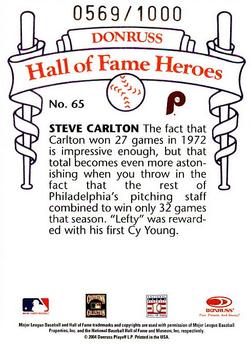 2004 Donruss Diamond Kings - Hall of Fame Heroes #32 Steve Carlton Back