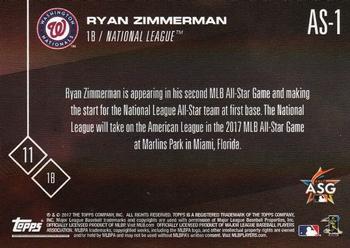 2017 Topps Now All-Star Game National League #AS-1 Ryan Zimmerman Back