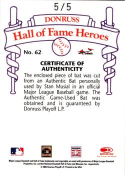 2004 Donruss Diamond Kings - Hall of Fame Heroes Bats #29 Stan Musial Back
