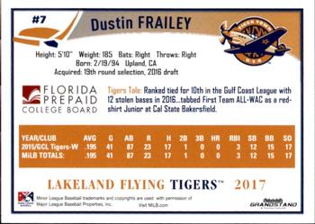 2017 Grandstand Lakeland Flying Tigers #NNO Dustin Frailey Back
