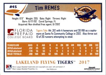 2017 Grandstand Lakeland Flying Tigers #NNO Tim Remes Back
