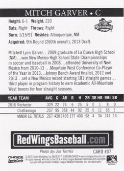 2017 Choice Rochester Red Wings #7 Mitch Garver Back