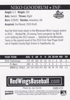 2017 Choice Rochester Red Wings #10 Niko Goodrum Back