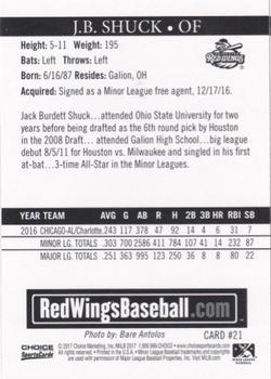 2017 Choice Rochester Red Wings #21 J.B. Shuck Back