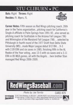 2017 Choice Rochester Red Wings #29 Stu Cliburn Back