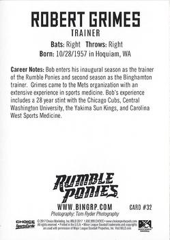 2017 Choice Binghamton Rumble Ponies #32 Robert Grimes Back