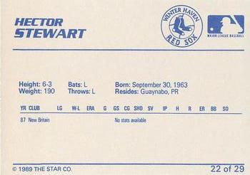 1989 Star Winter Haven Red Sox - Platinum #22 Hector Stewart Back