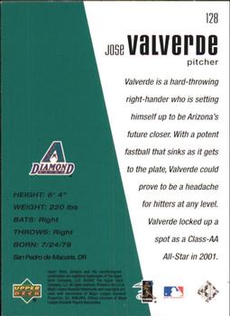 2002 Upper Deck Diamond Connection #128 Jose Valverde Back
