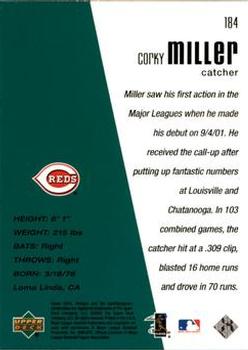 2002 Upper Deck Diamond Connection #184 Corky Miller Back