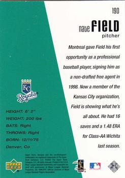2002 Upper Deck Diamond Connection #190 Nate Field Back