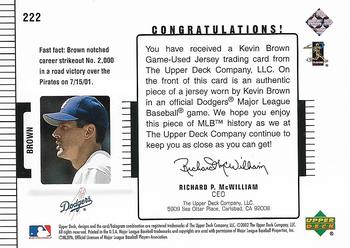 2002 Upper Deck Diamond Connection #222 Kevin Brown Back
