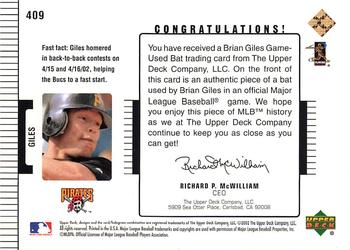 2002 Upper Deck Diamond Connection #409 Brian Giles Back