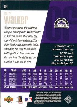 2002 Upper Deck Diamond Connection #88 Larry Walker Back