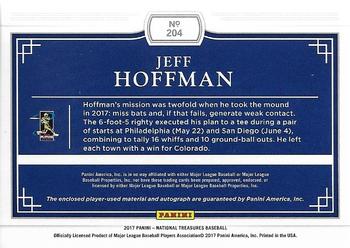 2017 Panini National Treasures #204 Jeff Hoffman Back