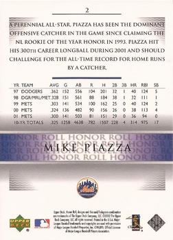 2002 Upper Deck Honor Roll #2 Mike Piazza Back