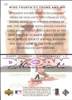 2002 Upper Deck Honor Roll #30 Randy Johnson Back