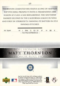 2002 Upper Deck Honor Roll #19 Matt Thornton Back