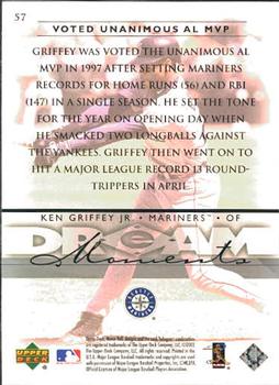 2002 Upper Deck Honor Roll #57 Ken Griffey Jr. Back