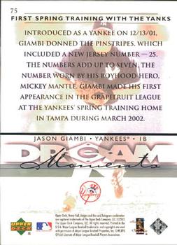 2002 Upper Deck Honor Roll #75 Jason Giambi Back