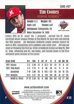 2015 Choice Pacific Coast League All-Stars #07 Tim Cooney Back