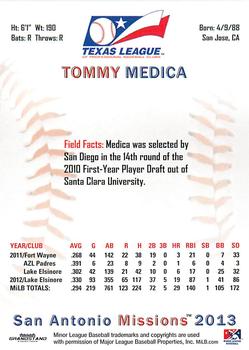 2013 Grandstand Texas League Top Prospects #NNO Tommy Medica Back