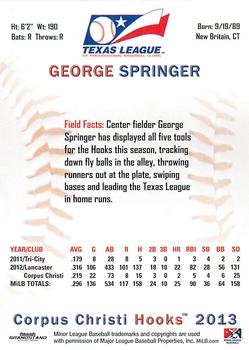2013 Grandstand Texas League Top Prospects #NNO George Springer Back