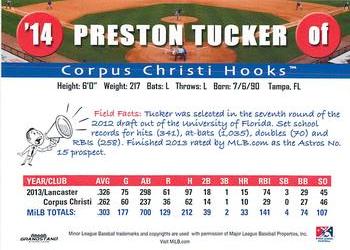 2014 Grandstand Texas League Top Prospects #NNO Preston Tucker Back