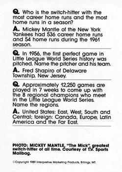 1990 Interpretive Marketing Baseball Wit - Unnumbered #NNO Mickey Mantle Back