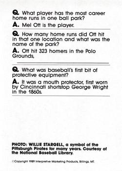 1990 Interpretive Marketing Baseball Wit - Unnumbered #NNO Willie Stargell Back