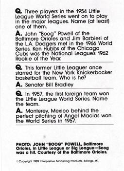 1990 Interpretive Marketing Baseball Wit - Unnumbered #NNO Boog Powell Back