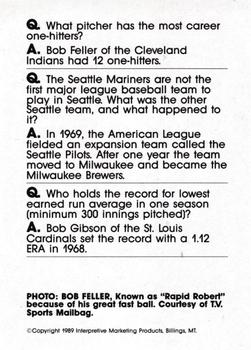 1990 Interpretive Marketing Baseball Wit - Unnumbered #NNO Bob Feller Back