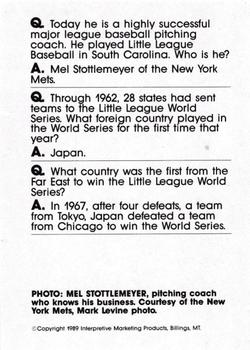 1990 Interpretive Marketing Baseball Wit - Unnumbered #NNO Mel Stottlemyre Back